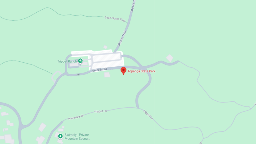 Barrister Suites Office Lease Map showing the location of Togaraja State Park near Tripett Ranch, with nearby roads including Entrada Rd, Trippet Ln, and Westsaddle Dr, and SwirlyPi—Private Mountain Sauna labeled to the south.