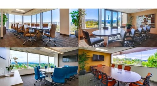 Barrister Suites Office Lease A collage of a meeting room.