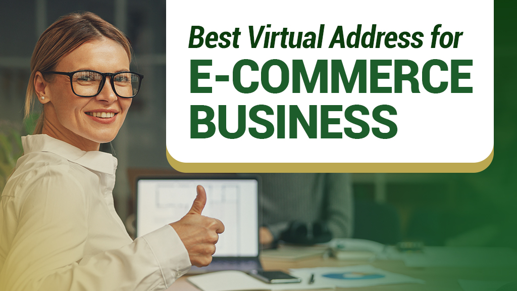 Barrister Suites Office Lease Smiling woman gives a thumbs up in an office setting with a laptop; text reads, Best Virtual Address for E-Commerce Business.